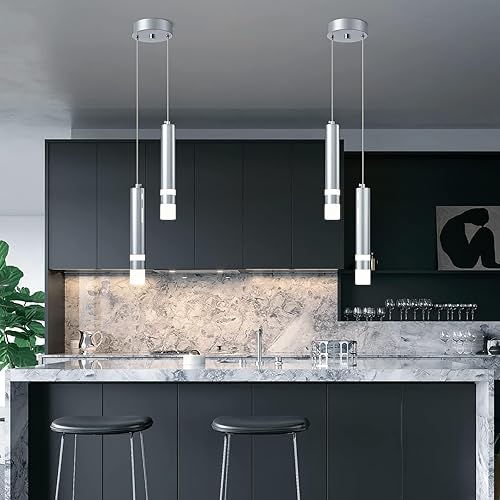 Miniatura 2 de LIANGMH Lámpara colgante moderna de 9 luces, regulable, LED, 54 W, cromada, grande, para vestíbulo, sala de estar, dormitorio, vestíbulo, techo alto