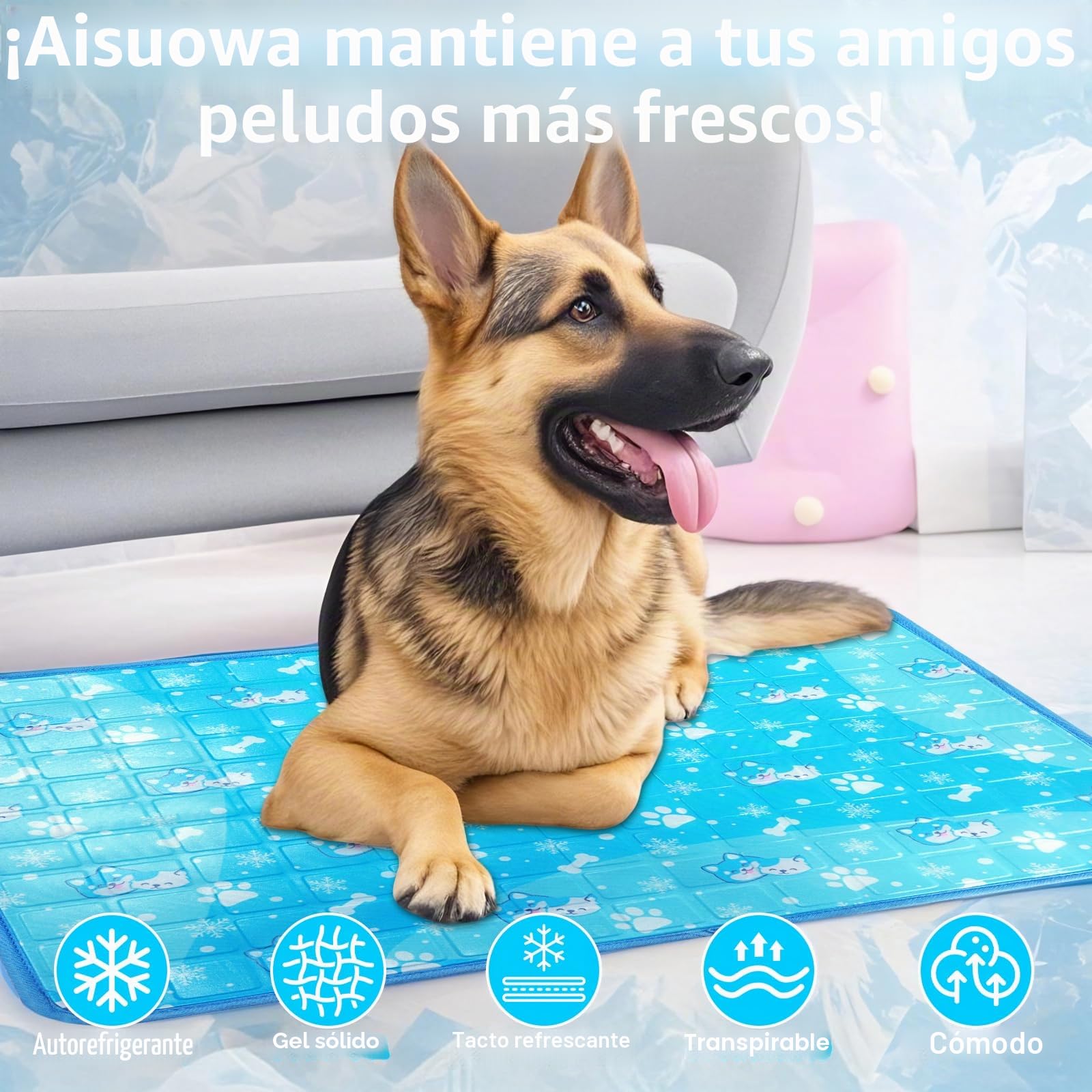 Manta Fria para Perros y Gatos, Manta Refrescante Perro con Gel Sólido No Tóxico, Cama Fria para Gatos, Duradera, Mascotas Pequeñas, Medianas y Grandes
