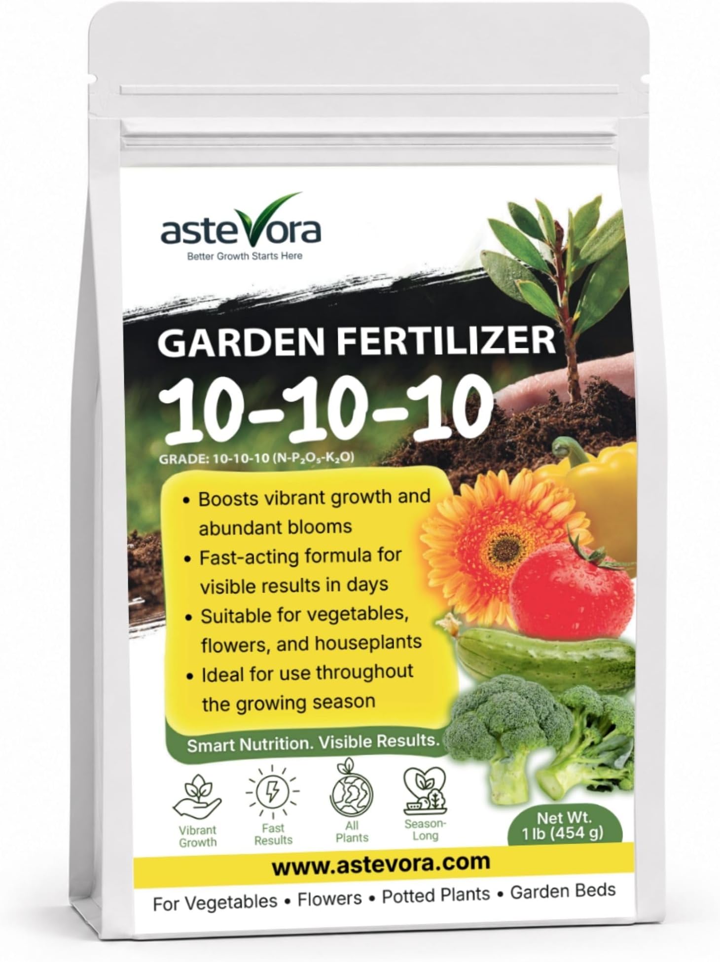 10-10-10 Plant Fertilizer Slow Release - 10 10 10 All Purpose Granular Garden Fertilizer for Vegetables, Tomato, Arborvitae, Shrubs, Rose, Flowers, Fruit, Fig Trees (1/2 Quart)