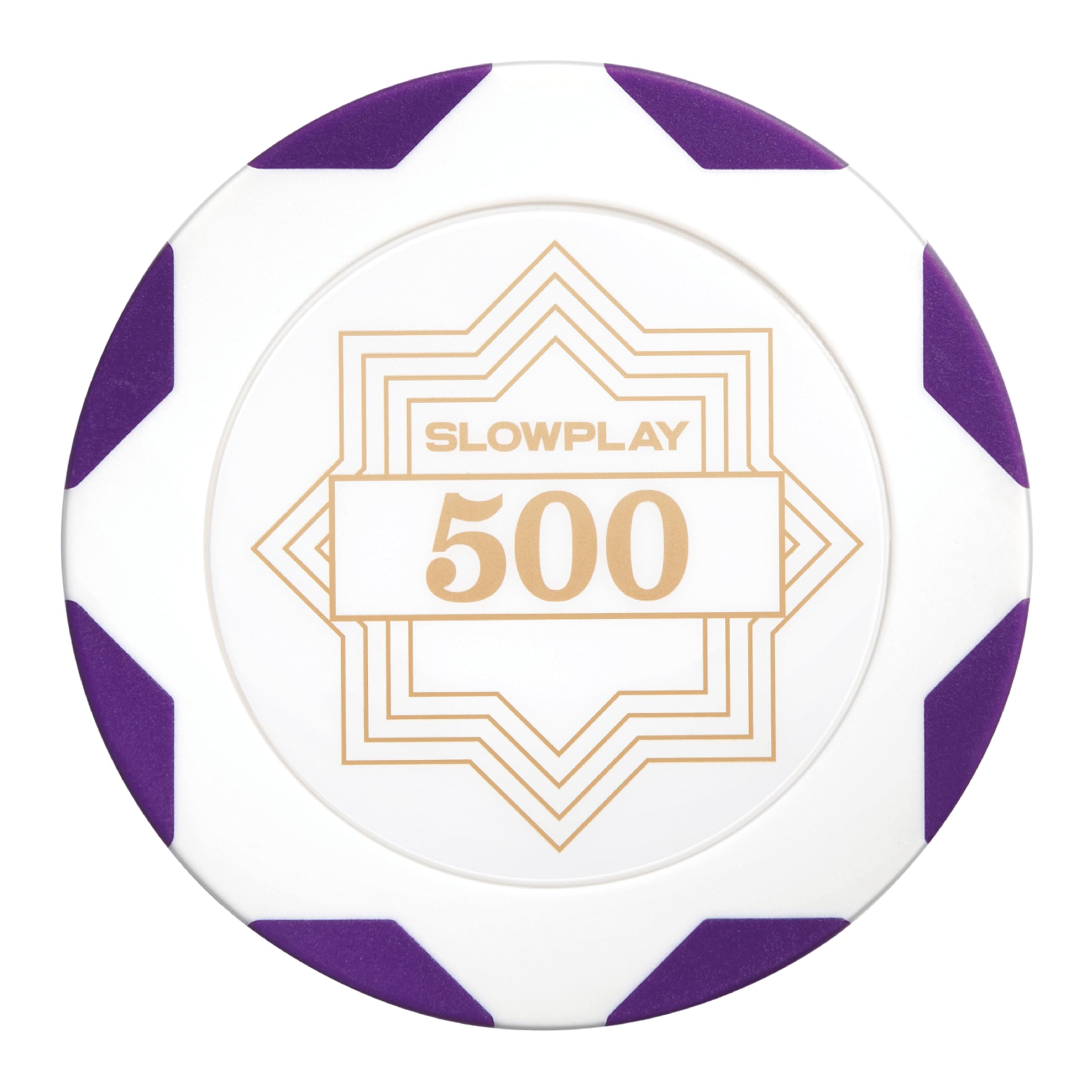 SLOWPLAY Nash Clay Poker Chips White Gold Edition, 14 Grams Heavyweight Clay Composite, 40mm Large Chips in Bulk, Pack of 50 with Denomination of 500