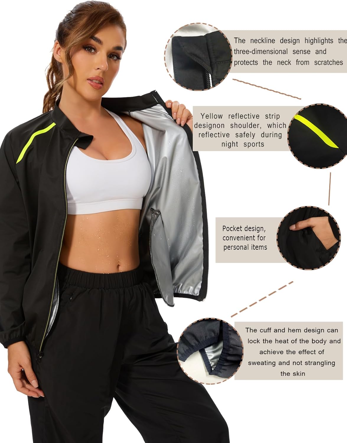 SEXYWG Women Sauna Jacket Slimming Sweat Sauna Suit Sauna Shirt Long Sleeve Workout Tops Body Shaper - Image 5