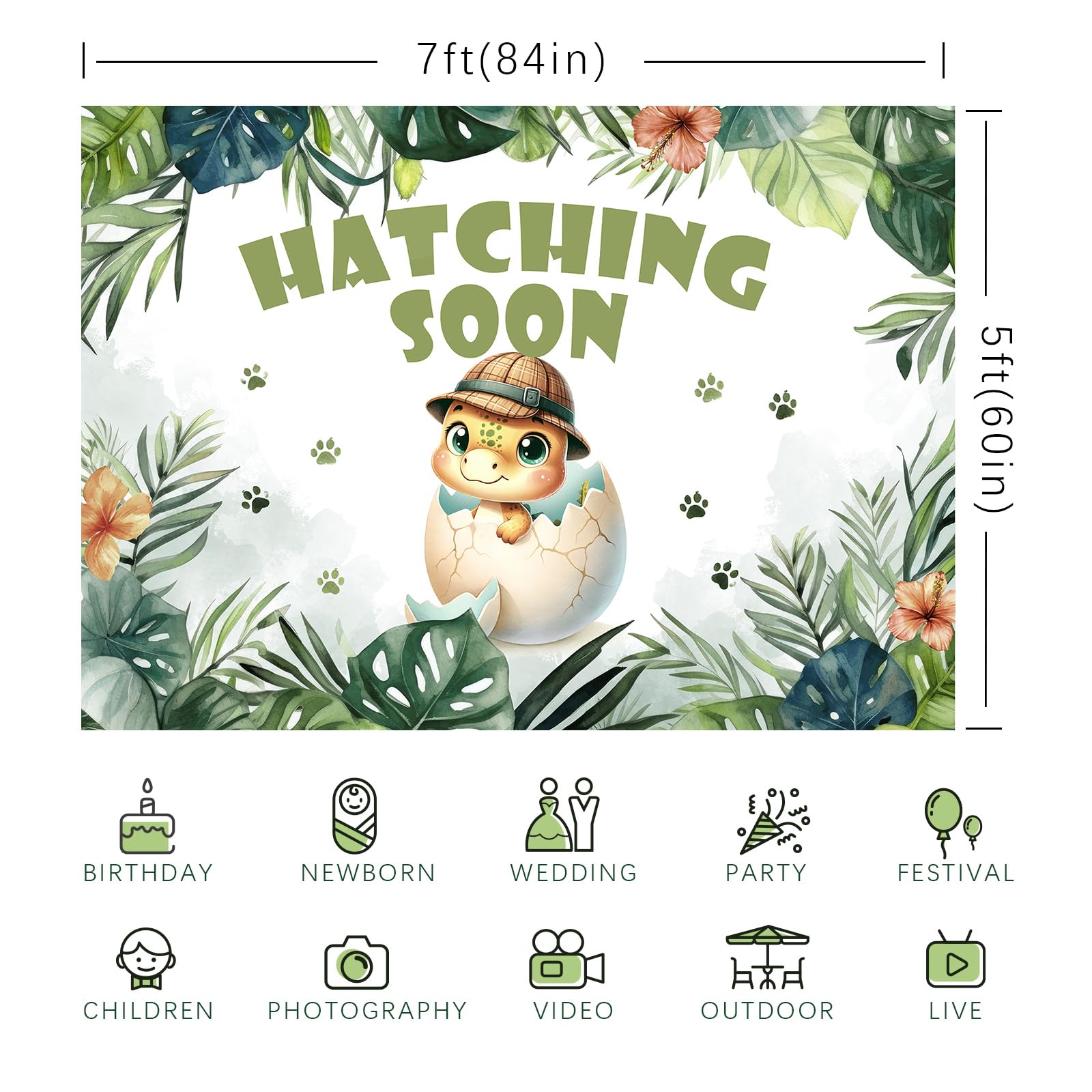 Dalaber Dinosaurier "Hatching Soon" Banner - Babyparty-Deko Für Jungen, 2,7 M Lang