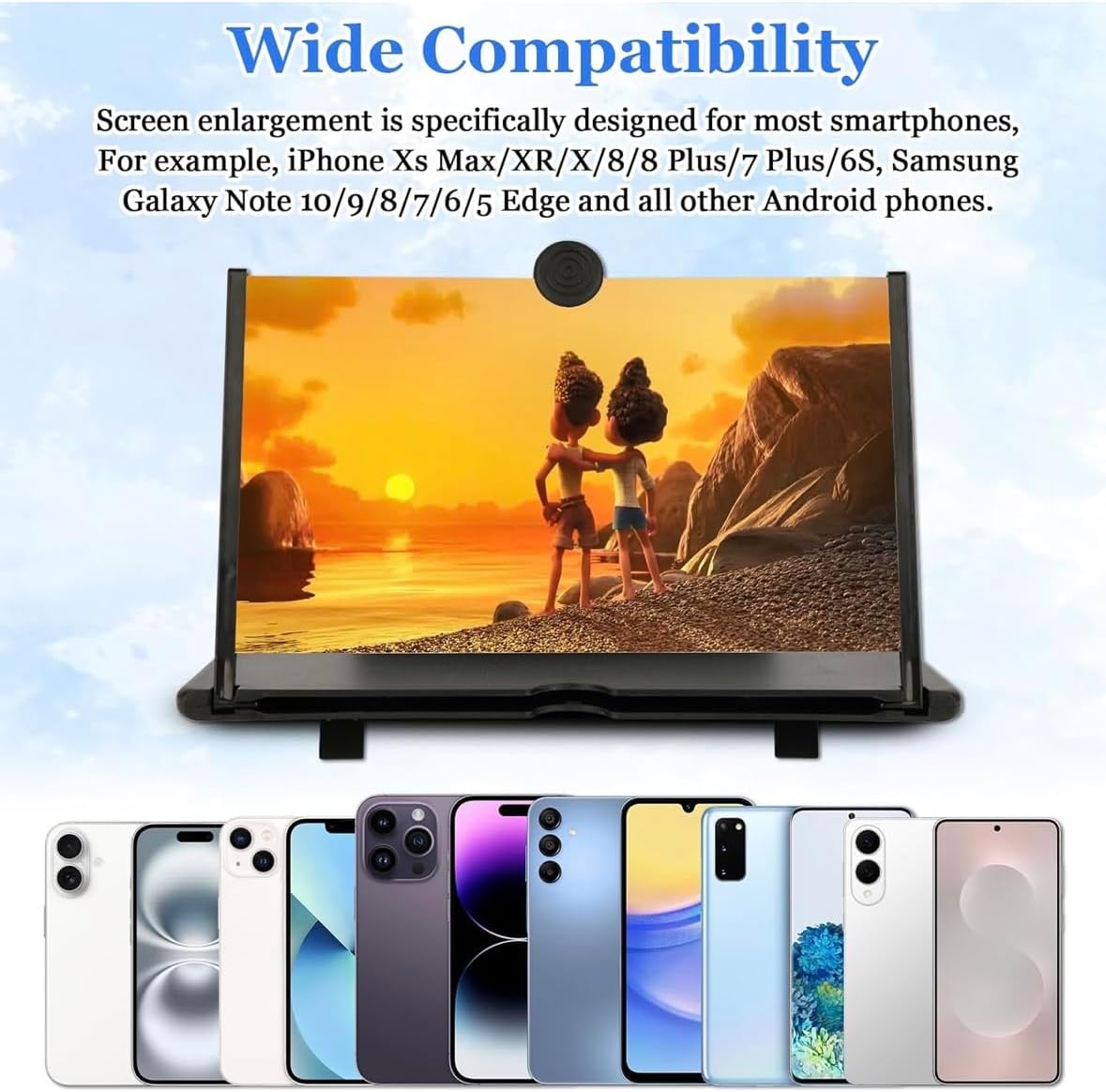 Magnifier & Blue Light Filter - Phone Screen, Books, Fine Print - Make Anything Bigger and Easy to See - Hands Free - No-Batteries Needed - Hundreds of Uses - Phone Compatibility - Universal