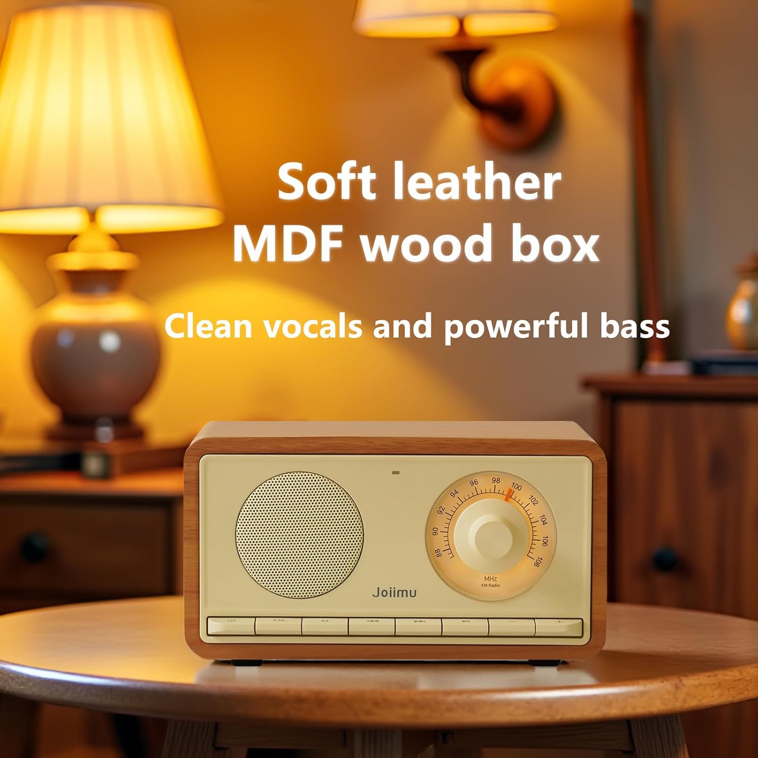 Wooden Vintage Radio Bluetooth Speaker Built-in Rechargeable Battery and FM Radio Antenna for Home Kitchen and Living Room - Image 4