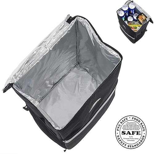 Miniatura 4 de Trail maker Mochila aislada para entrega de alimentos con portavasos para bebidas, bolsillo, reflectores para comestibles, Dashers