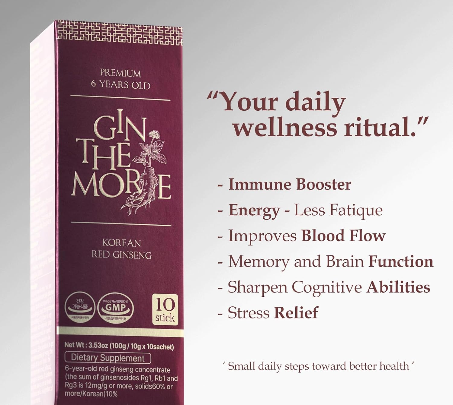 Korean Red Panax Ginseng Extract Ultra Strength – 6-Year-Old Roots | 30 Liquid Sticks Pack | Authentic Korean Red Ginseng | 10mg Ginsenosides | Energy & Immune Support | Non-GMO | Dietary Supplement - Image 2