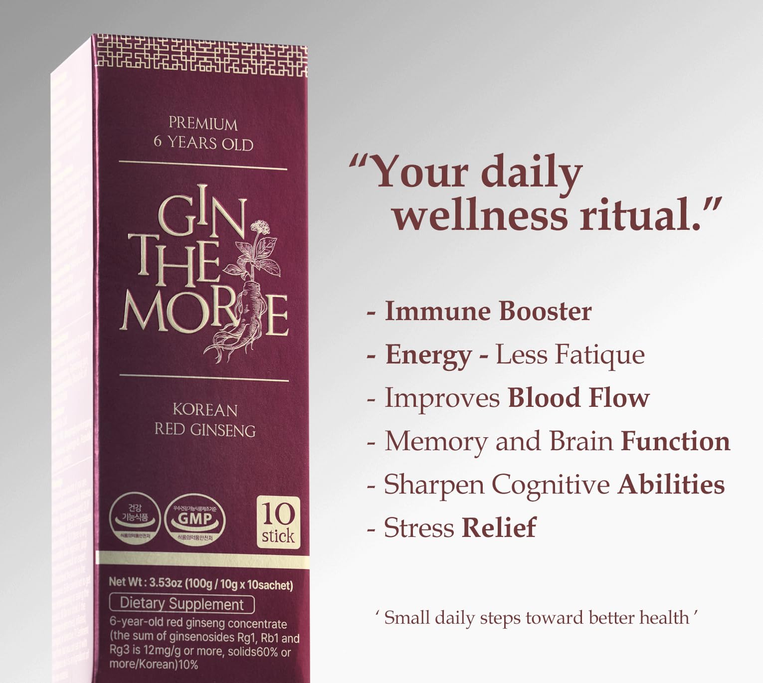 Korean Red Panax Ginseng Extract Ultra Strength – 6-Year-Old Roots | 30 Liquid Sticks Pack | Authentic Korean Red Ginseng | 10mg Ginsenosides | Energy & Immune Support | Non-GMO | Dietary Supplement — Amazon image 2