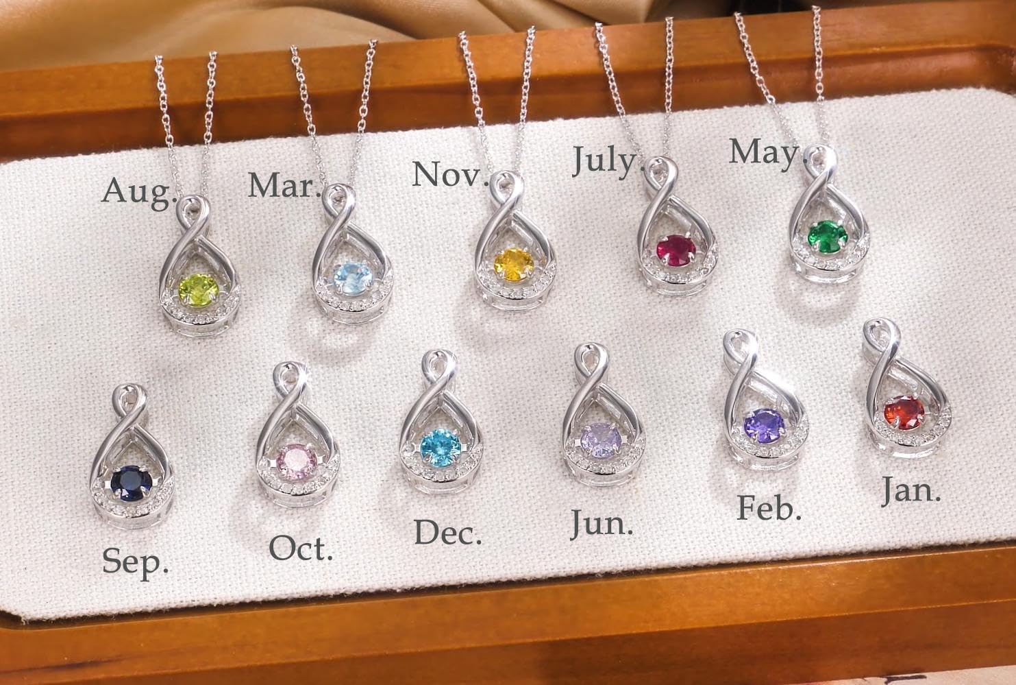 SISGEM Natural Diamond and Cubic Zirconia Infinity Necklace for Women, Fine Birthstone Jewelry Gifts for Her 18-20 Inch - Image 5