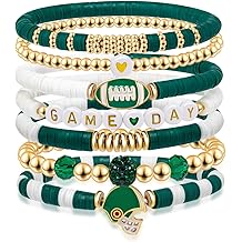 Artlunar Game Day Football Charm Bracelet: Stackable Sports Jewelry for Moms &amp; Dads - Perfect for Football Fans