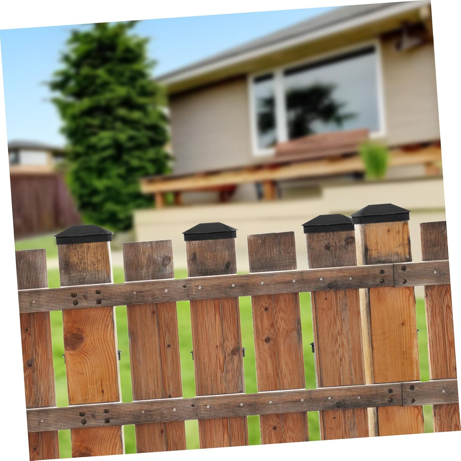 POPETPOP 24pcs Fence Post Caps Weather Resistant Protectors for Fencing Easy Installation with Screws Stylish Guardrail Post Covers for Outdoor Use