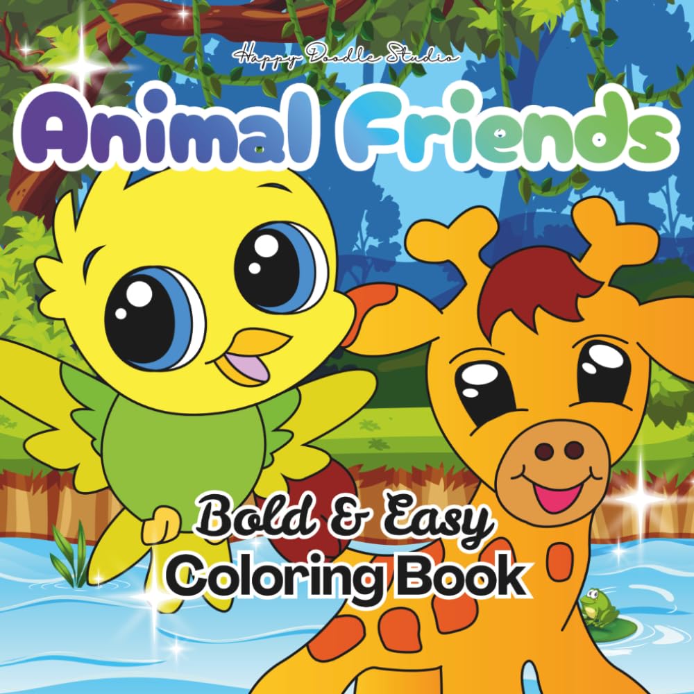 Animal Friends: Bold and Easy Coloring Book for Kids