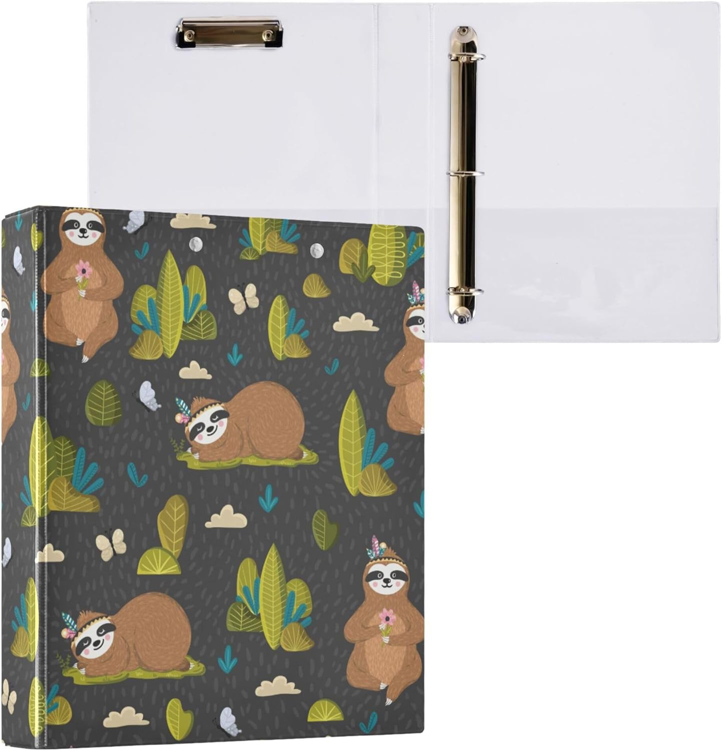 Amazon.com : Fisyme Cute Funny Sloths 1.5 Inch 3 Ring Binder with ...