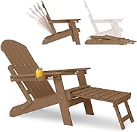 Vista 28 de YEFU Juego de 4 sillas Adirondack ajustables con reposapiés, sillas Adirondack ajustables de 5 niveles con otomana retráctil y 2 portavasos, sillas