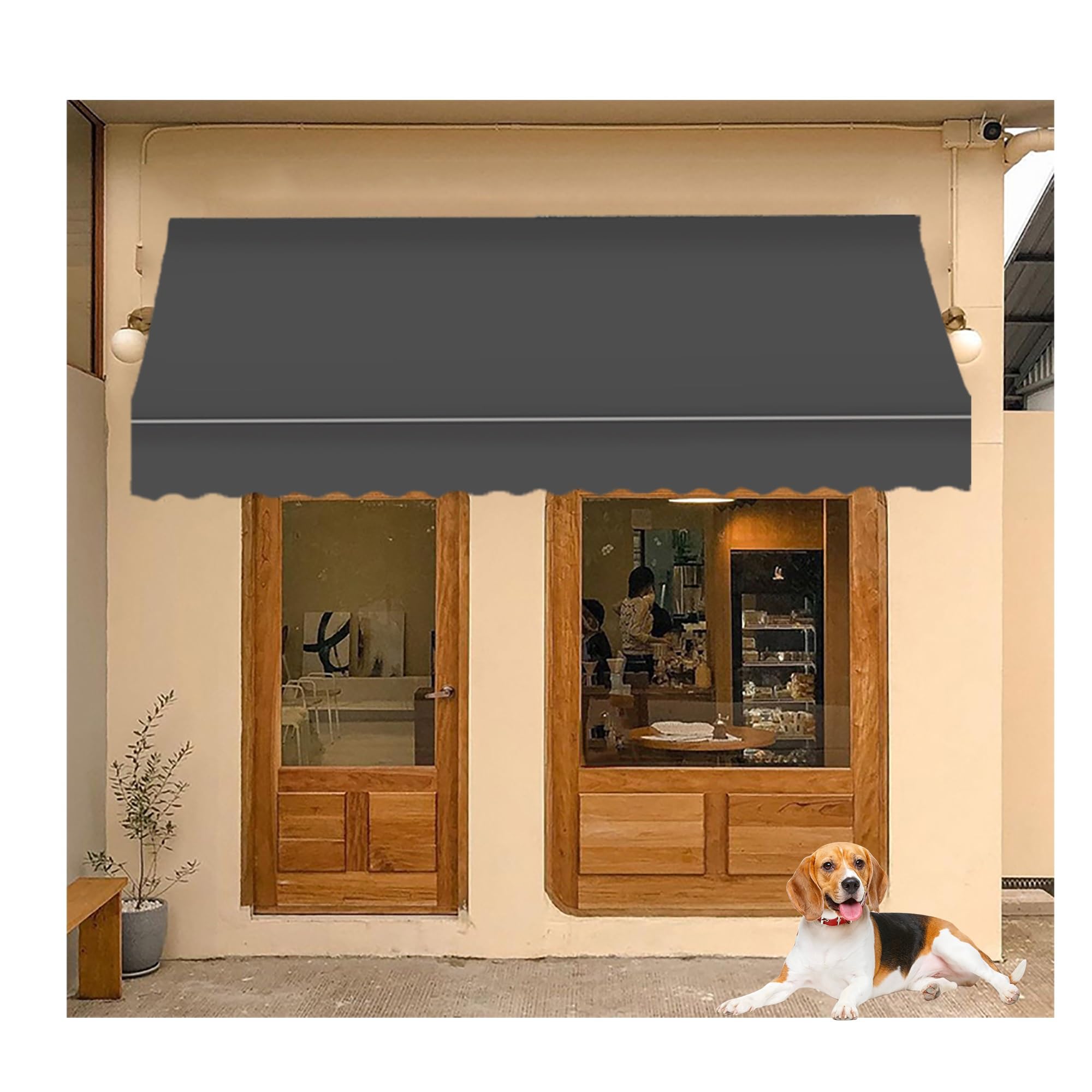 Ausziehbare manuelle Markise, wandmontiert, Terrassenüberdachung, verstellbarer UV-Schutz Sonnenschutz für Fenster, Türen, Veranden, Decks - Grau, 80 x 200 cm