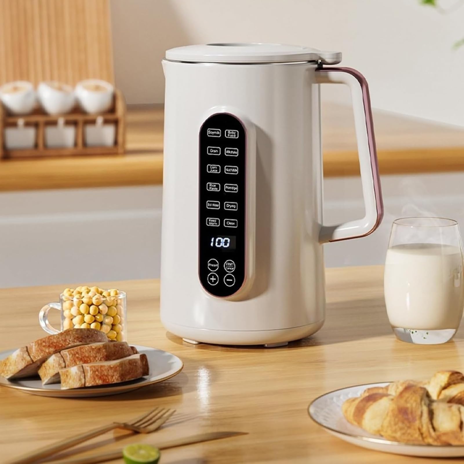 Macchina per il latte di noci 8 in 1 Macchina automatica per latte di avena e mandorle di soia con avvio ritardato mantiene caldo e funzione di pulizia automatica