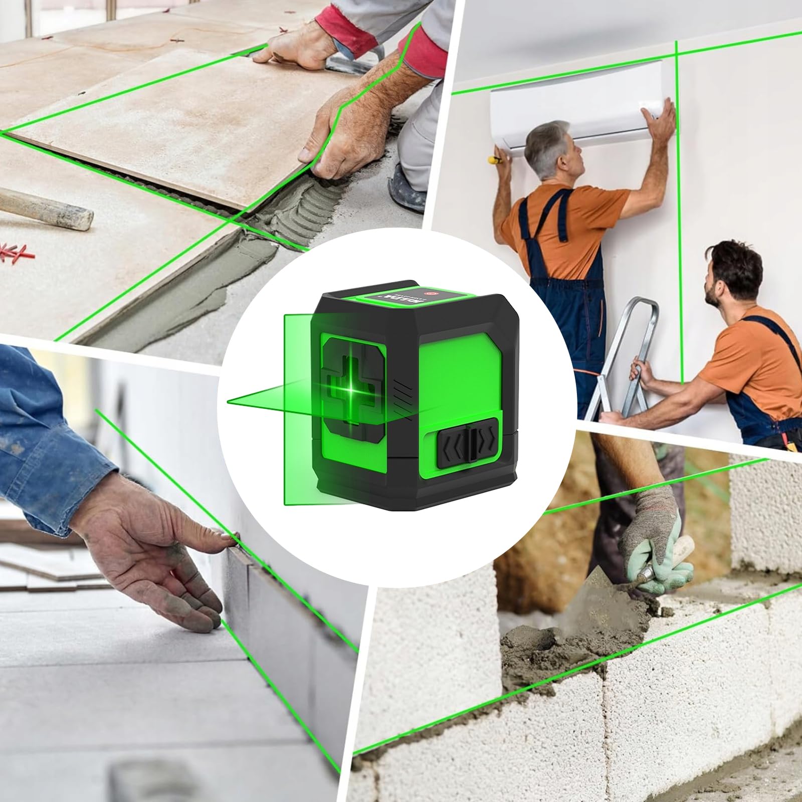 Laser a linee incrociate con treppiede, livella laser con treppiede, autolivellante con doppio modulo laser, laser a linee incrociate, verde, per lavori interni e ristrutturazioni fai da te