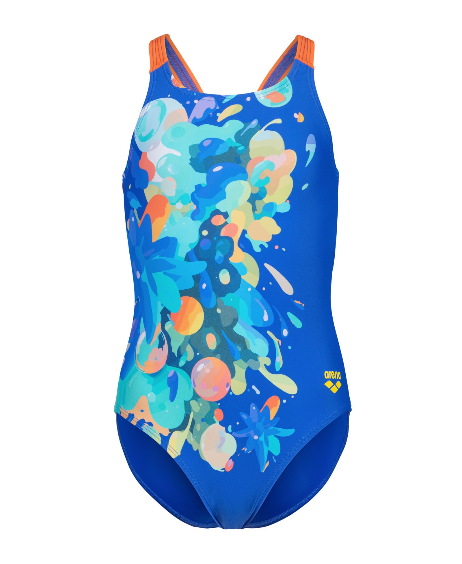 Girls' Feel Painting V-Back Swimsuit Wide Straps Ergonomic One Piece Bathing Suit