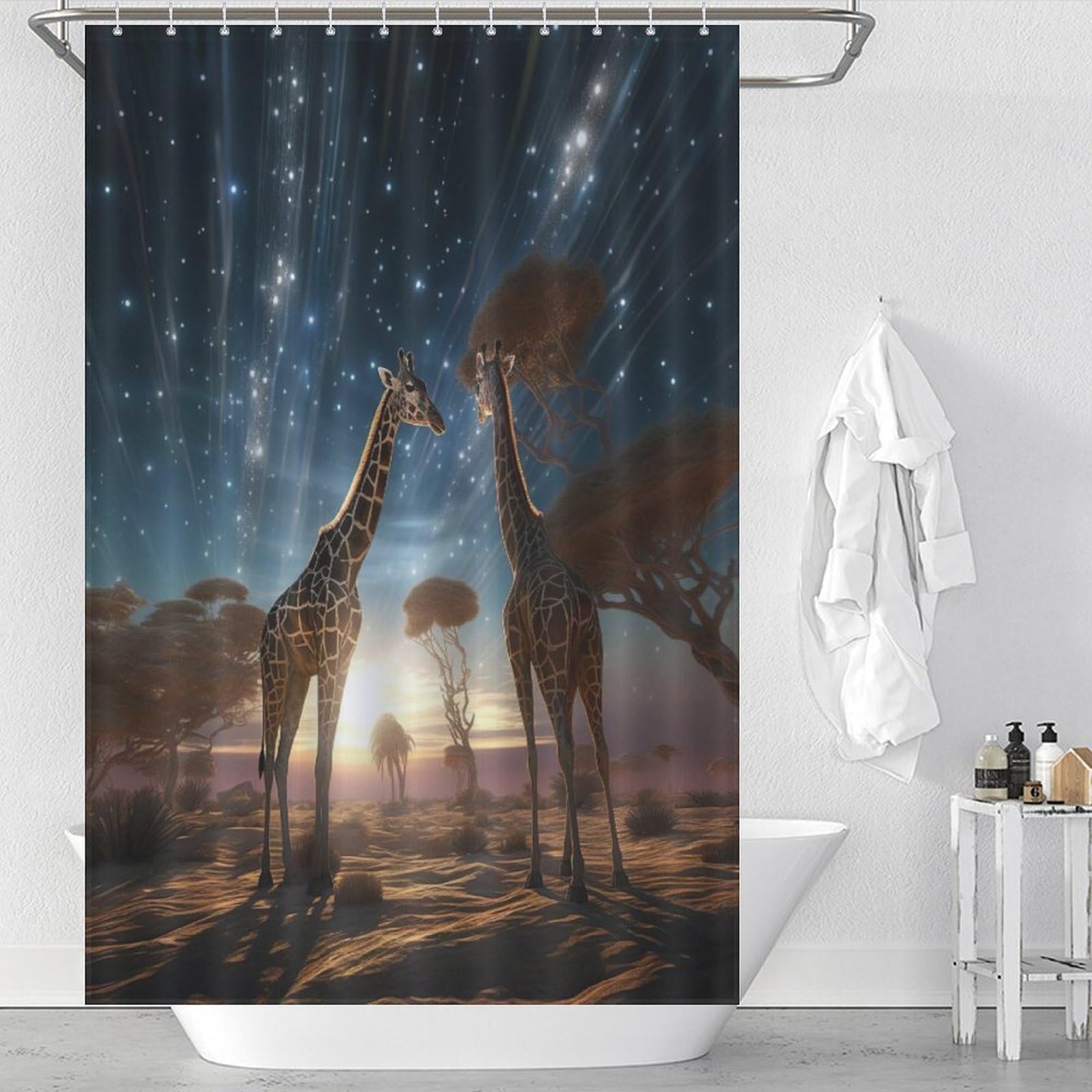 Rideau de douche girafe pour illuminer la salle de bain des enfants