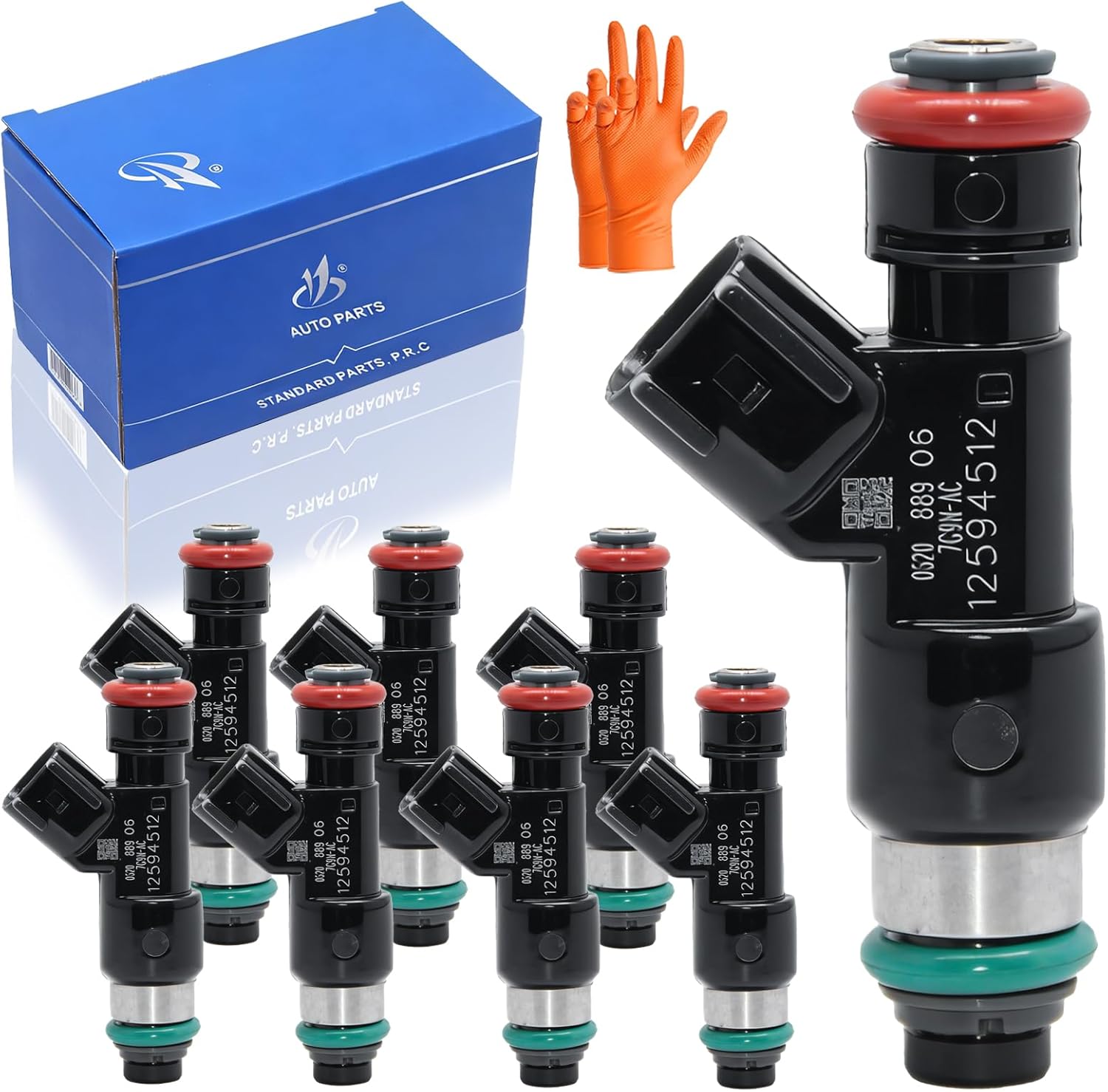 Fuel Injectors 8PCS Compatible with Chevy/GMC 2007-2009 5.3L V8 Flex Fits Avalanche/Express/Silverado/Suburban 1500/Tahoe/Savana 1500/Sierra 1500/Yukon - Replace 12594512, 217-2436, FJ977 (4Holes)