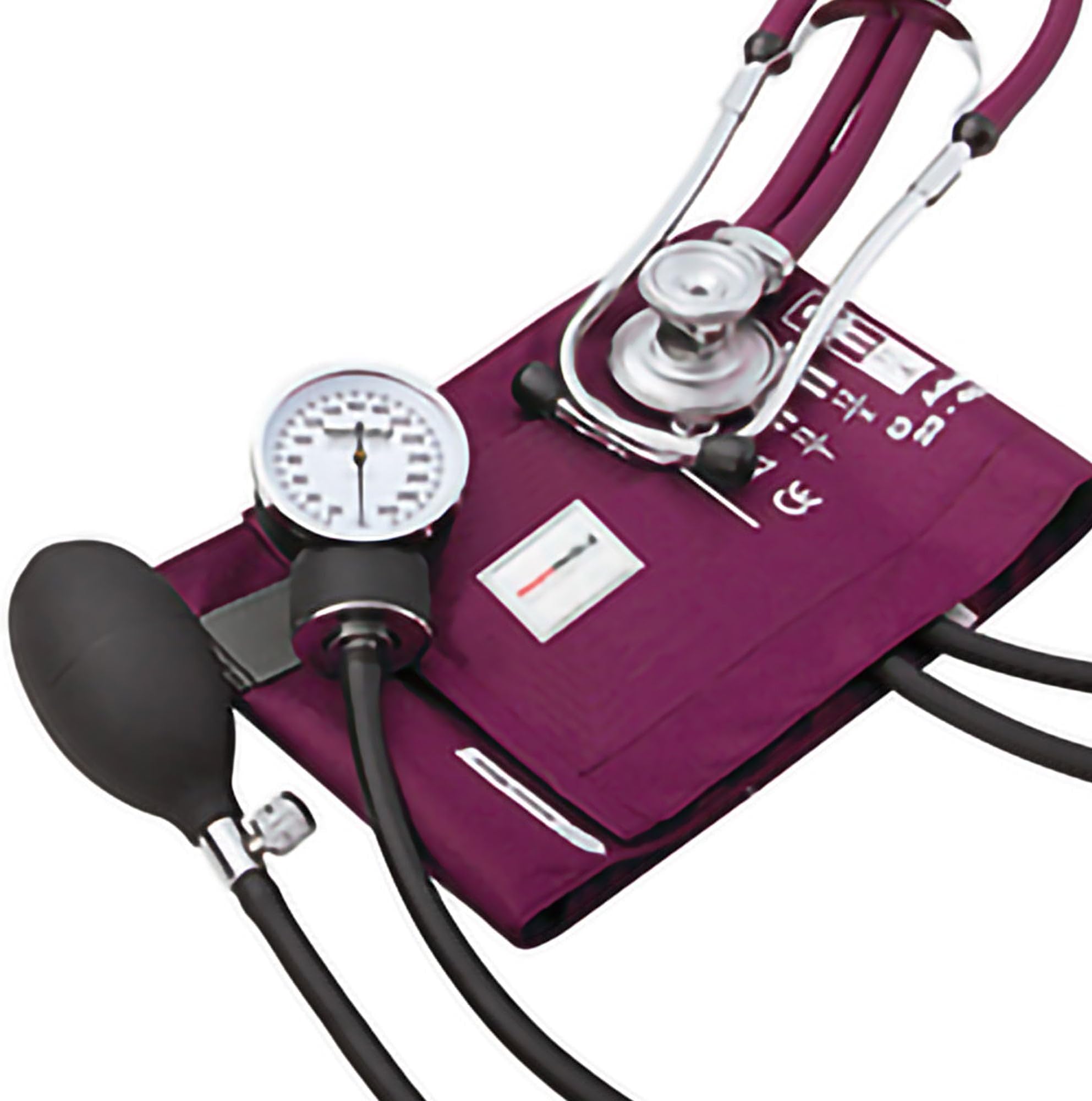 Aneroid BP Monitor and, Magenta, 23-40 cm, 22 in, 1 ct | Blood Pressure Gauge/Cuff, Sprague Rappaport Stethoscope, Size 11, Tube
