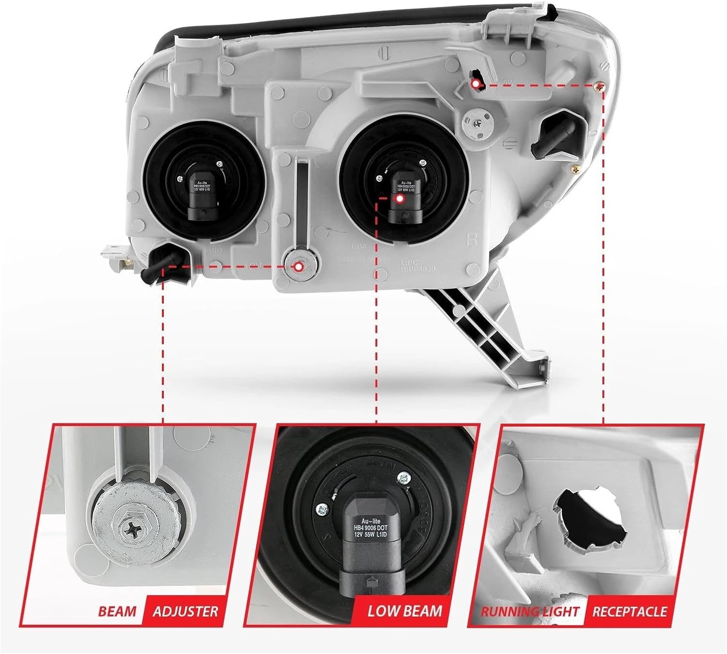 Headlights Assembly for 2003 2004 2005 Toyota 4Runner Headlamp Replacement Pair Driver & Passenger Side