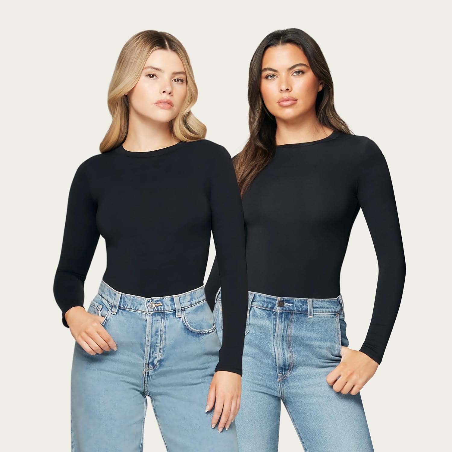 Black Bodysuit Women Long Sleeve Tops - Stretchy & Comfortable with Crew Neck - Image 7