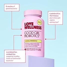 Love Wellness Good Girl Probiotics | Womens Vaginal Health & pH Balance Supplement | 9-Strain Probiotic for Urinary Tract, Yeast, Odor & Immune Support | Gluten-Free (90-Day Supply)