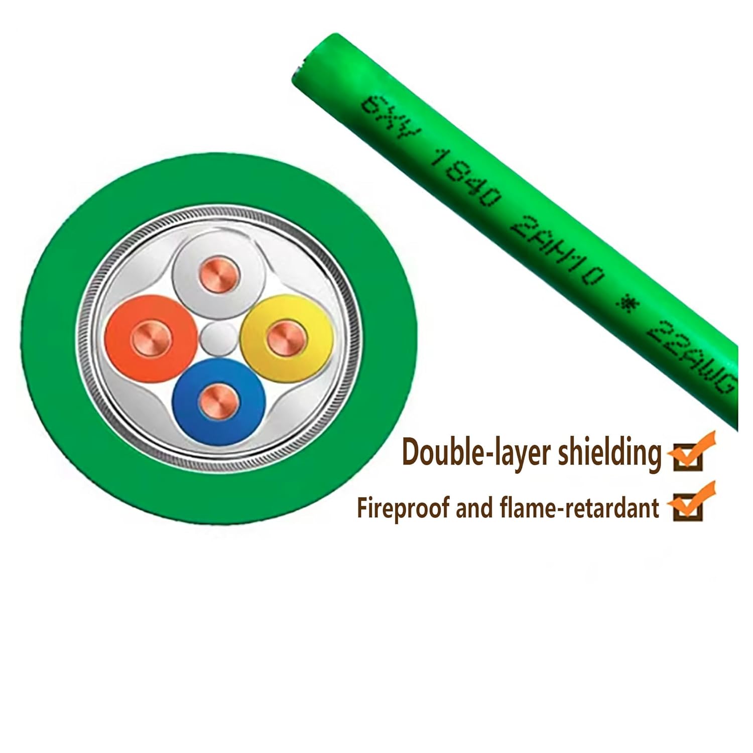 6XV1840-2AH10 Green 4-cores Shielded Wire Compatible with Siemens Profinet Industrial Ethernet Cable (6XV1840-2AH10, 10 Meters)