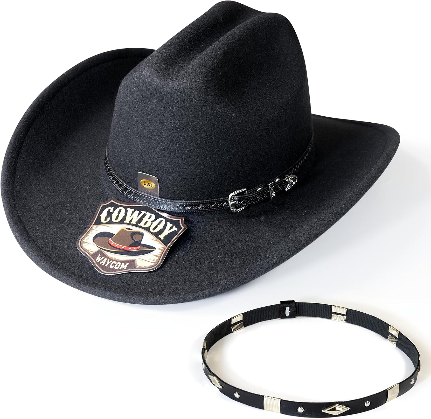 WAYCOM Western Cowboy Hat for Women: Wide Brimmed for Cowgirl - 2 Decorative Band for Men - Felt Hats for Party/Festival