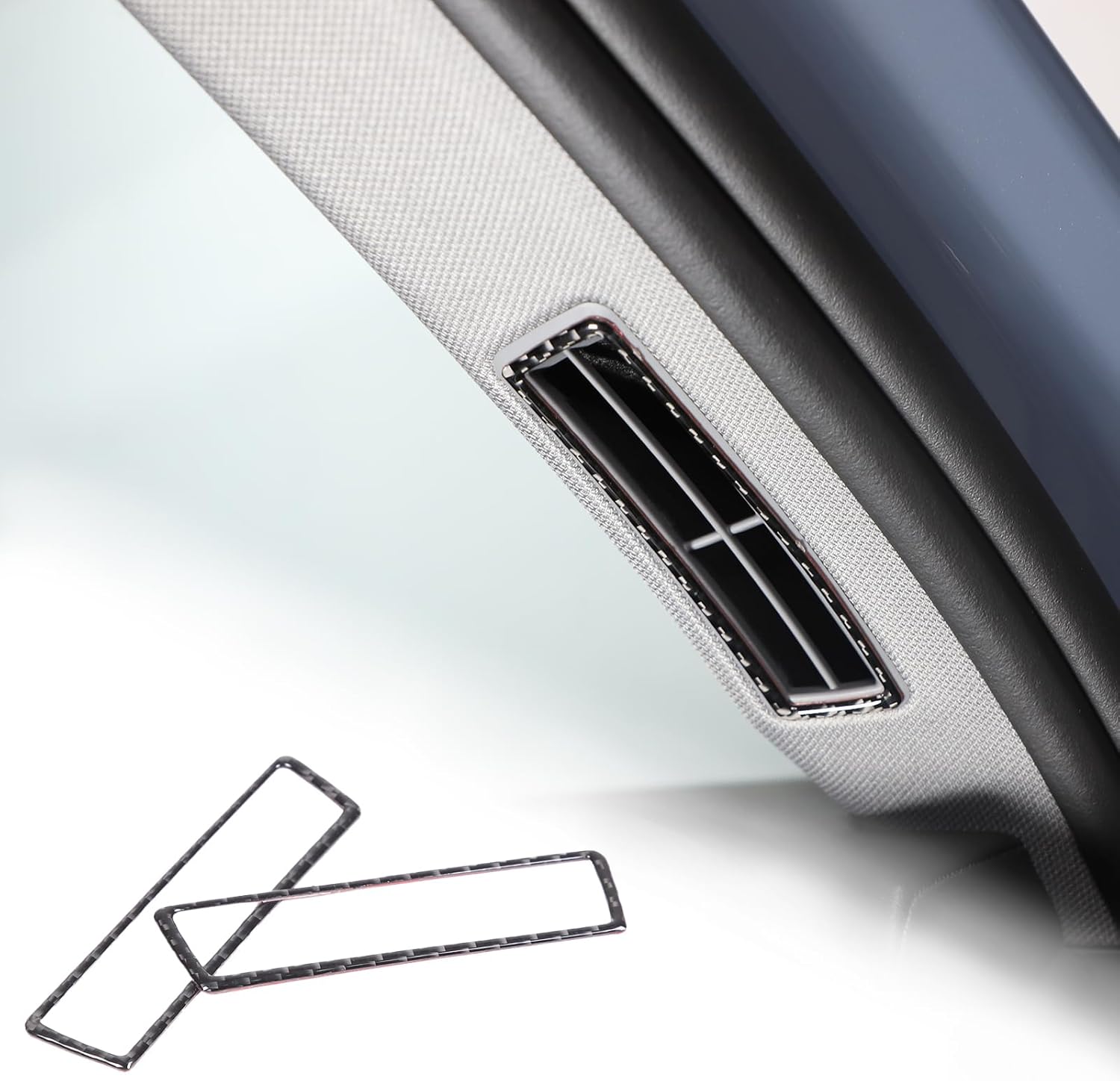 Car Inner Door A Pillar Air Outlet Trim Frame Compatible with BMW 5 Series G60 2024,Center Console Dashboard Panel Side A/C Air Outlet Vent Cover Trim Accessories 2PCS (Black Carbon)