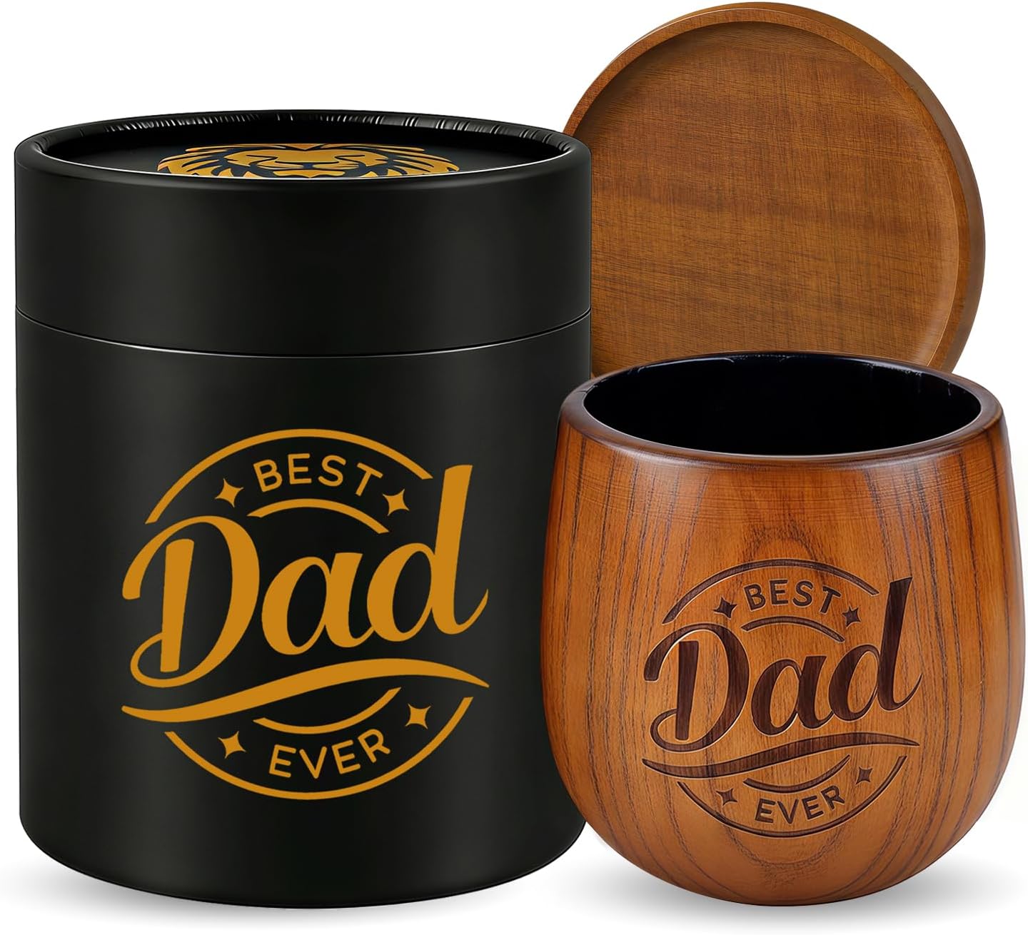 Whiskey Glasses Charred Wooden Bourbon Glass,Dad Gifts From Daughter Son Kids,Old Fashioned Tumbler Whiskey Glasses with Coasters,Unique Bourbon Gifts for Men,Ideal for Birthday Father's Day (Charred)