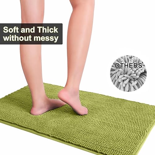 Miniatura 26 de Urvoix Juego de 3 alfombras de baño de felpilla antideslizante, ultra suave y súper absorbente, para baño, inodoro y bañera (verde azulado) Verde