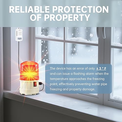 Miniatura 6 de Briidea Luz de advertencia de temperatura con termostato integrado, alerta de flash automático por debajo de 42 F, LED de alta visibilidad de 1000