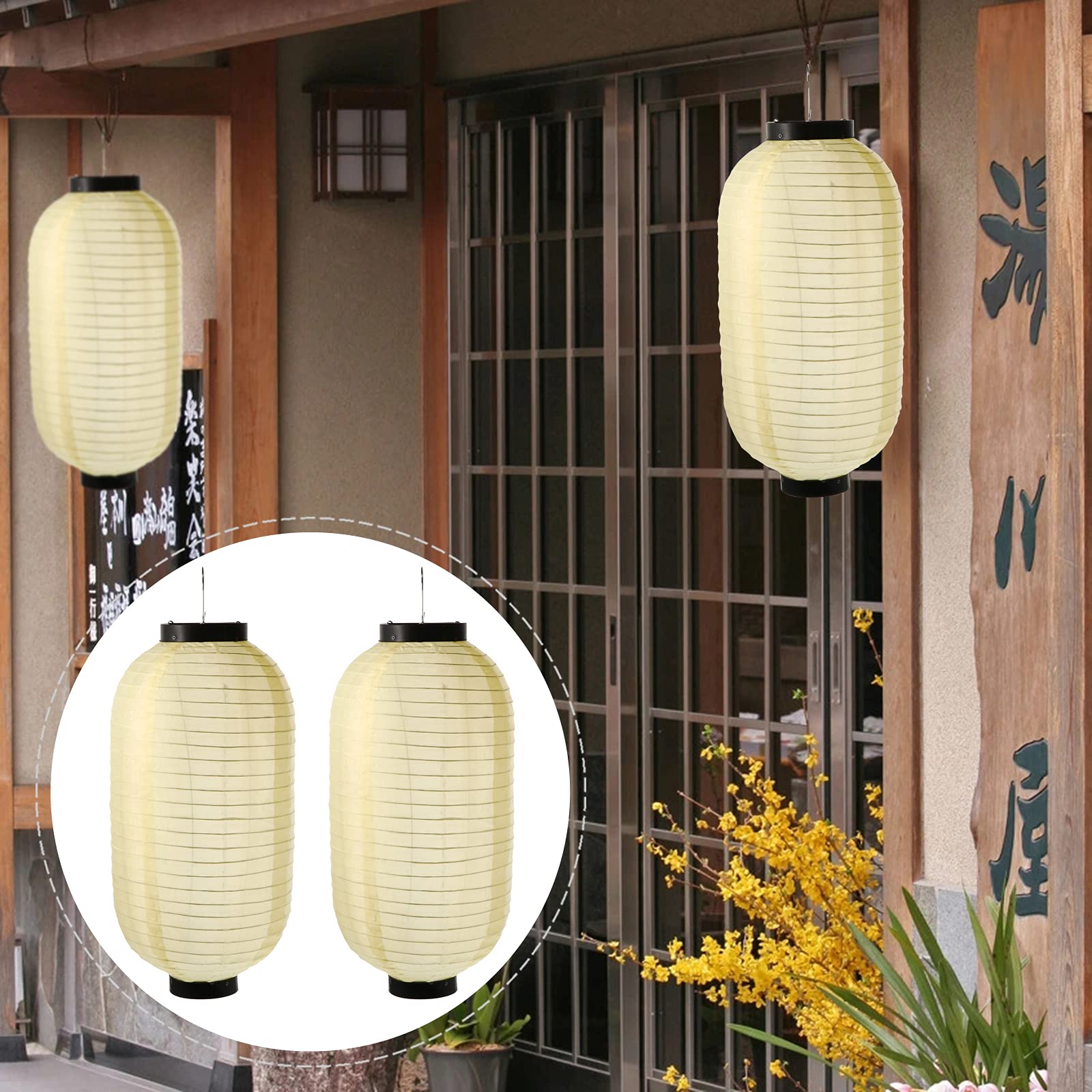 2 linternas japonesas de Seda linternas de jardín japonesas Tradicionales japonesas Linterna Plegable lámpara Colgante Japonesa Linterna Colgante Barra de araña Estilo Chino