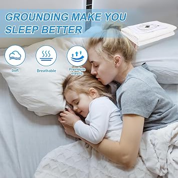 Silver Fiber Grounding Sheet Conductive Grounding Bed Sheet UK Soft Earthing Bed Sheets Mat Therapy for Better Sleep 68x132cm Beige