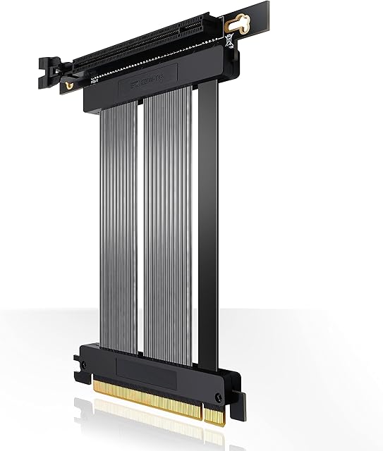 EZDIY-FAB [20cm] PCIE 4.0 16x Extreme High Speed Riser Cable PCI Express Port GPU Extension Card-Right Angle Connector