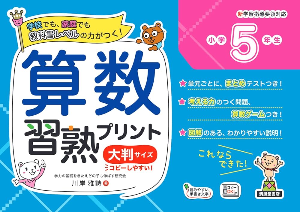 算数習熟プリント 小学5年生 大判サイズ (教科書レベルの力が