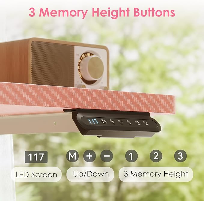 Escritorio Ajustable Electrico Standing Desk 120x60cm Rosa miniatura 7