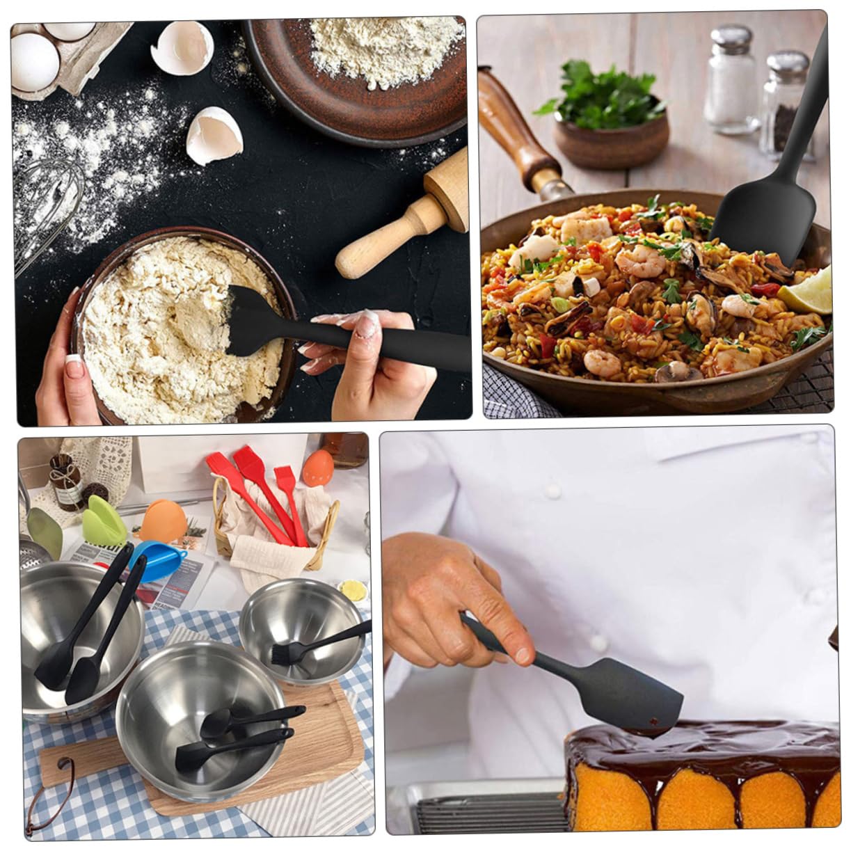 COLLBATH Espátula Pasteleria Utensilios De Cocina Silicona Flexible Antiadherente Resistente Al Calor