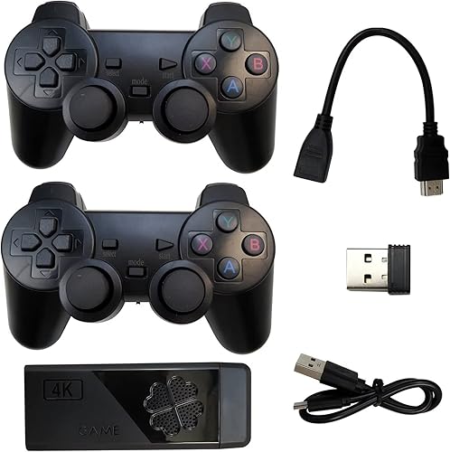 4k HD TV Game Stick 64G consola de videojuegos incorporada más de 10000 juegos retro juego de mano 2 × Gamepad inalámbrico