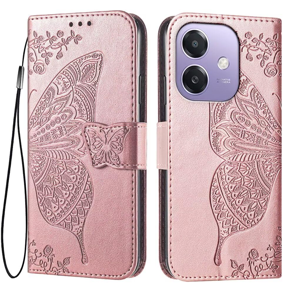 Fertuo Cover per Honor 200 5G, Custodia a Libro in Pelle PU Flip Case con Porta Carte, Chiusura Magnetica e Cinturino [Disegni di Fiori] Portafoglio Antiurto per Honor 200 5G, Viola