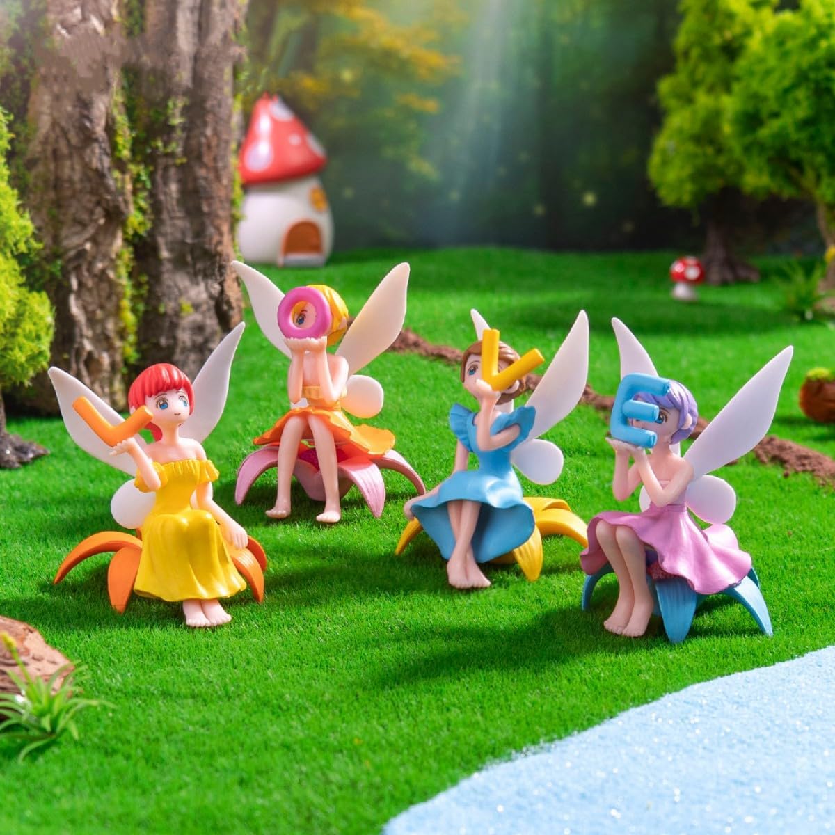 4Pcs Mini Fairy Figurines Set, Fly‑Wing Girl Fairy Accessories