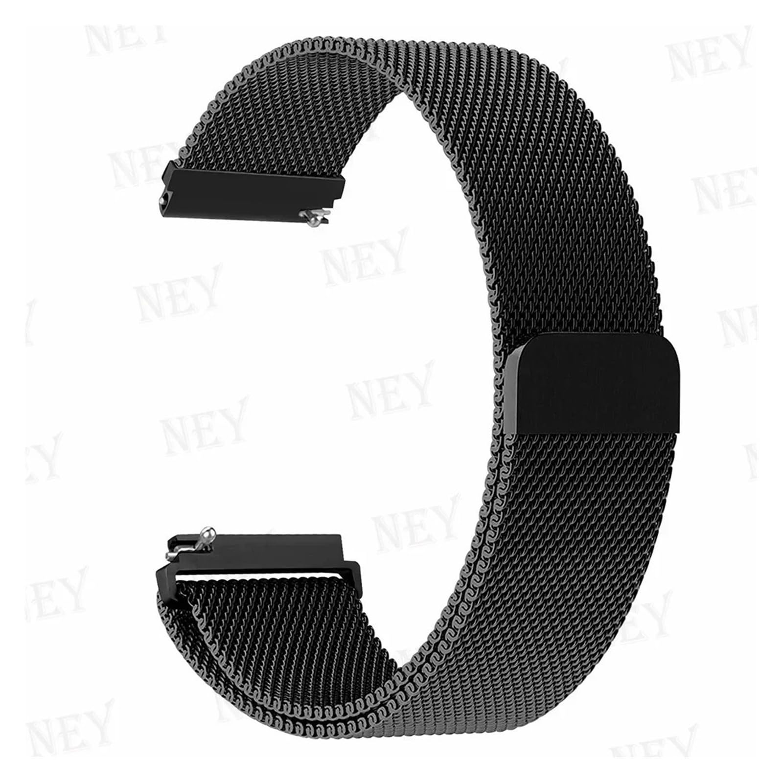 Bracelet magnétique en métal à boucle milanaise 20 mm 22 mm à libération rapide pour Samsung Galaxy Watch 6 5 4 Classic 46 47 mm Bip 5 GTR 4 3 GTS (Noir 2,20 mm)
