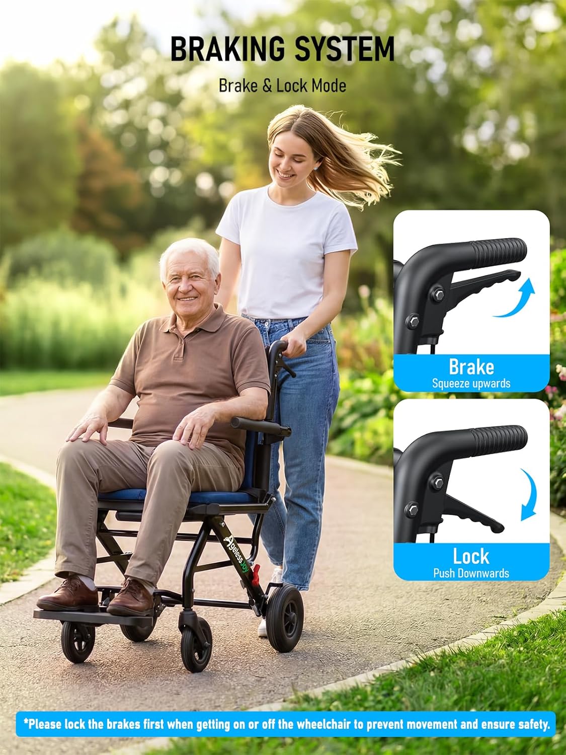Wheelchair for Adults Transport Chair Lightweight Foldable with Telescopic Handle, 20 Lbs Compact Portable Folding Travel Wheel Chairs for Seniors(Blue)