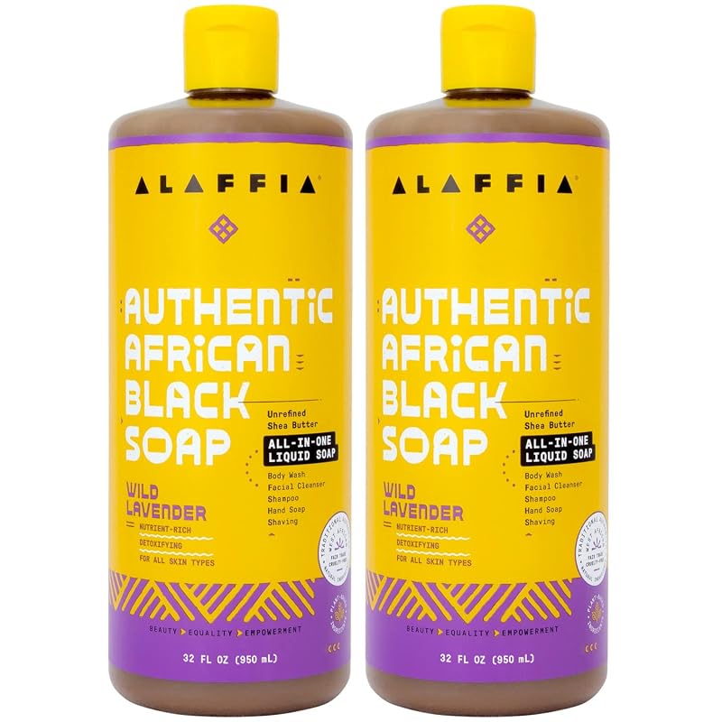 Alaffia Sabonete Líquido Africano Wild Lavender, Pacote com 2 frascos de 946 mL