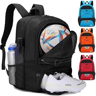 Hsmihair Soccer Backpack with Ventilated Ball & Cleat Compartments for Football, Volleyball, Basketball Gear