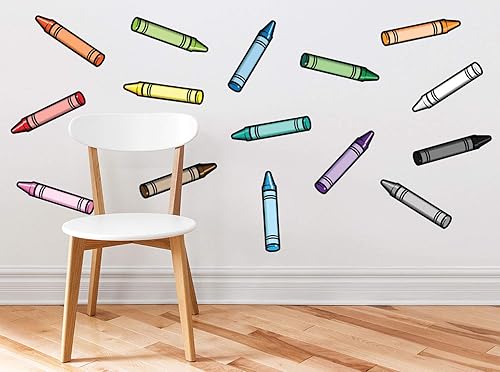 Miniatura 1 de Juego de 15 calcomanías de pared de tela de crayón de alta calidad, reposicionables, reutilizables, no tóxicas.