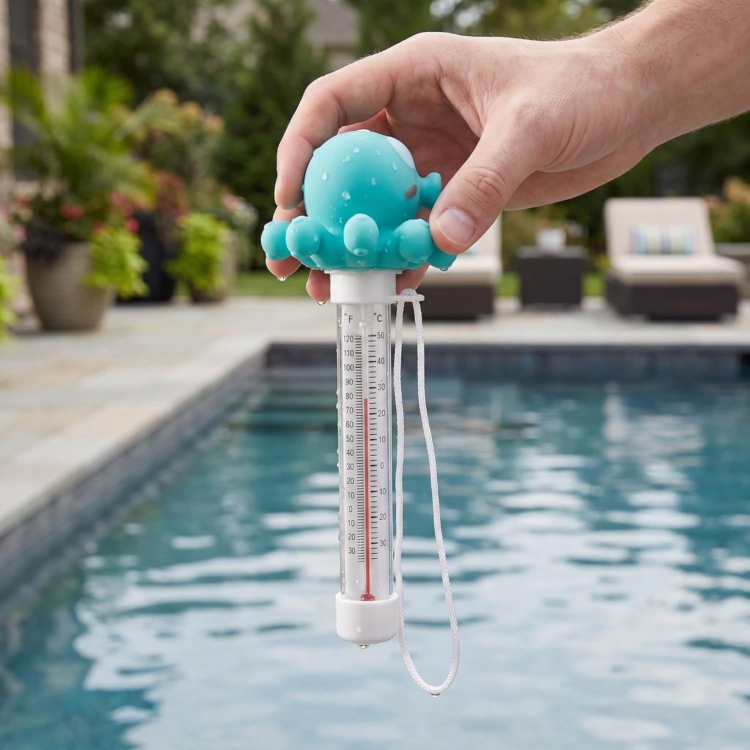 YARNOW Octopus Temperature Gauge: Floating Water Thermometer - Swimming Pool Thermometer - Ocean Animal Temperature Gauge for Outdoor Above Ground Pool