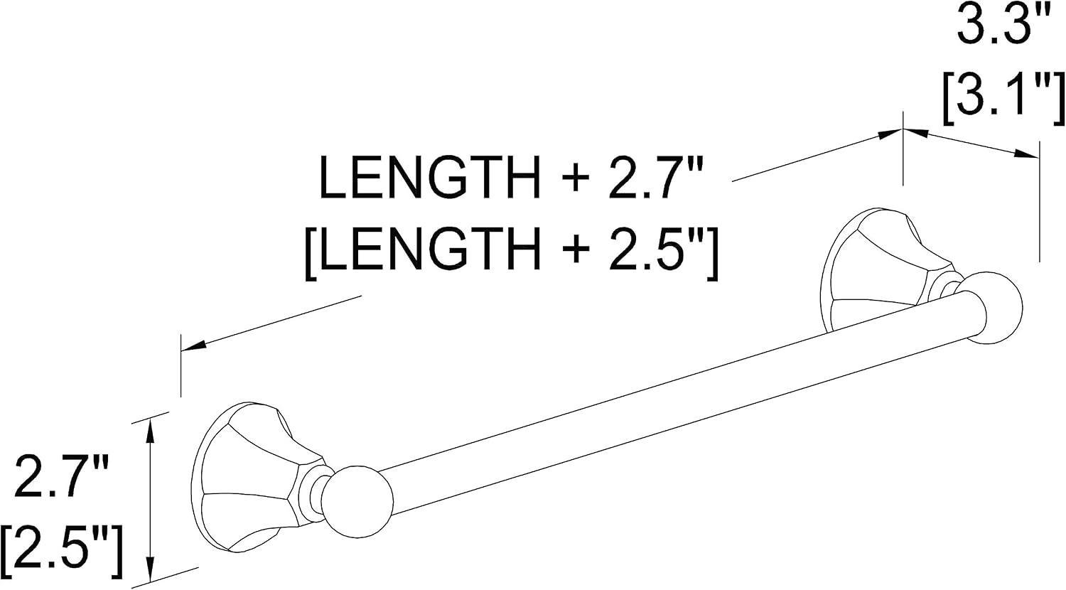 Ginger 602/PN Empire Towel Bar, 18", Polished Nickel