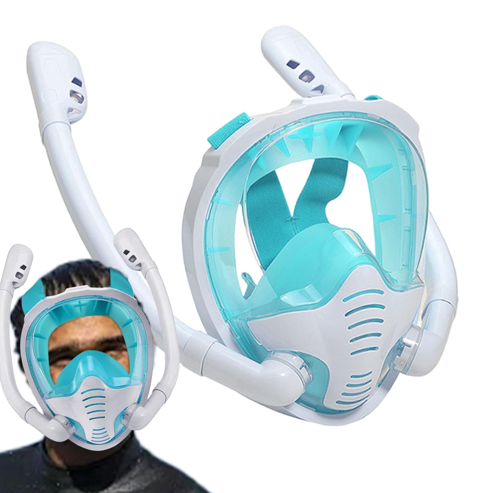 Gafas de buceo de cara completa, gafas de buceo sin fugas, antivaho para adultos, sin fugas, de silicona, para cabeza de natación, cubierta de cabeza de buceo para hombres
